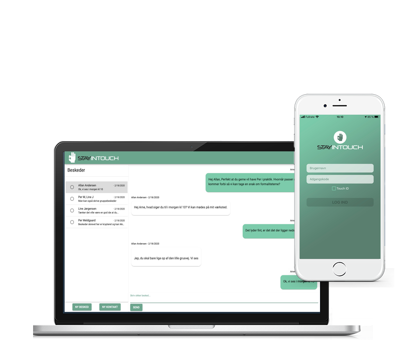 StayInTouch på mobil og pc